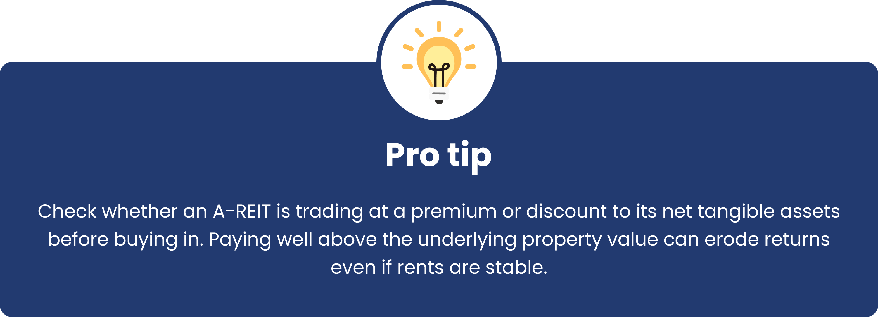 Pro tip: check whether an A-REIT is trading at a premium or discount to its net tangible assets